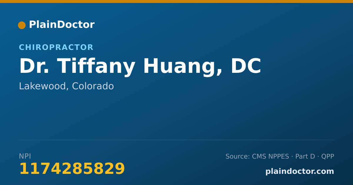 Shareable card for Tiffany Huang, DC - Chiropractor, Lakewood, CO