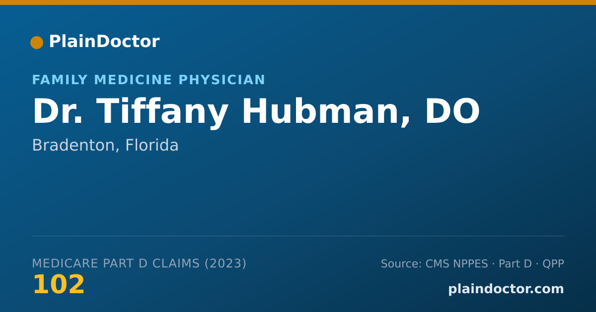 Shareable card for Tiffany Hubman, DO - Family Medicine Physician, Bradenton, FL