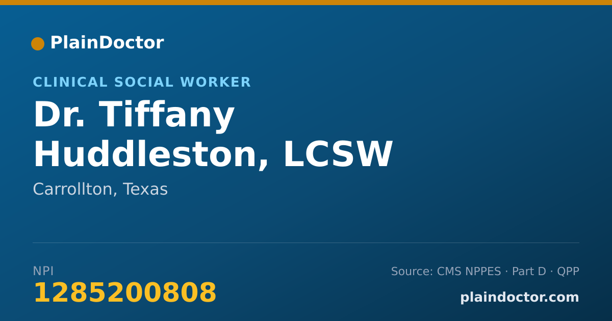 Shareable card for Tiffany Huddleston, LCSW - Clinical Social Worker, Carrollton, TX