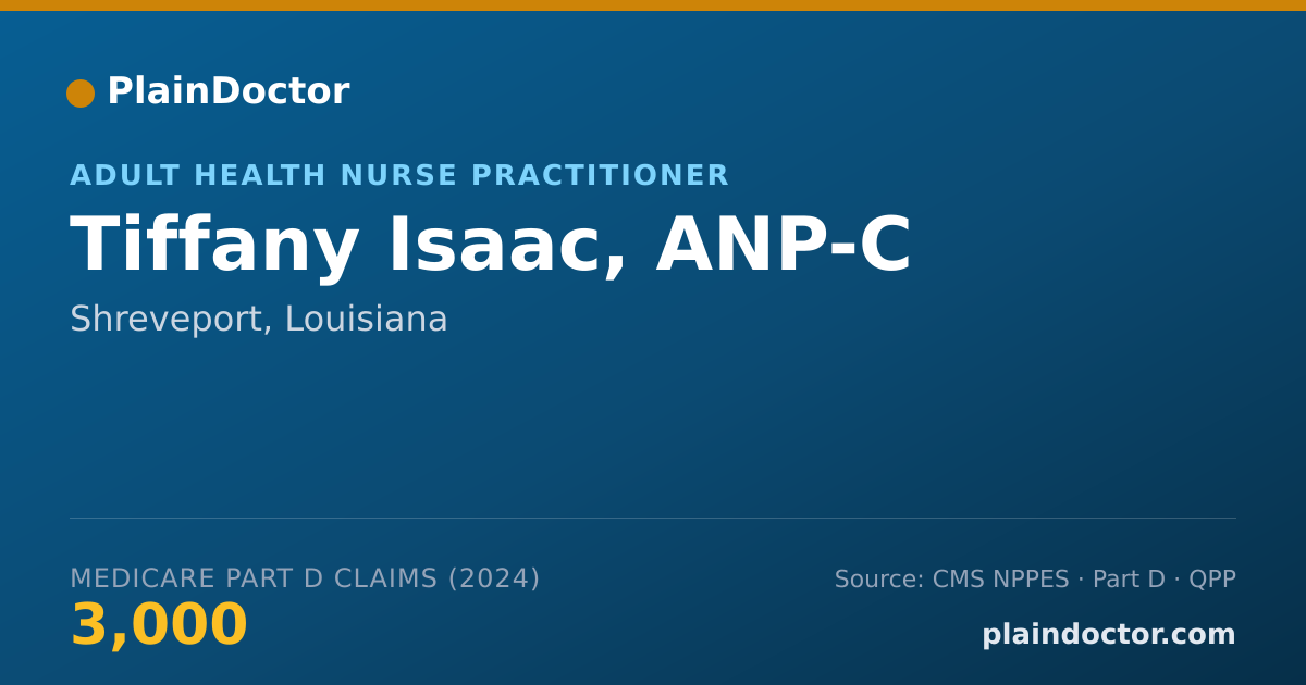Shareable card for Tiffany Isaac, ANP-C - Adult Health Nurse Practitioner, Shreveport, LA
