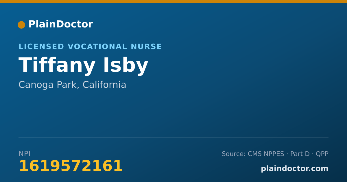 Shareable card for Tiffany Isby - Licensed Vocational Nurse, Canoga Park, CA