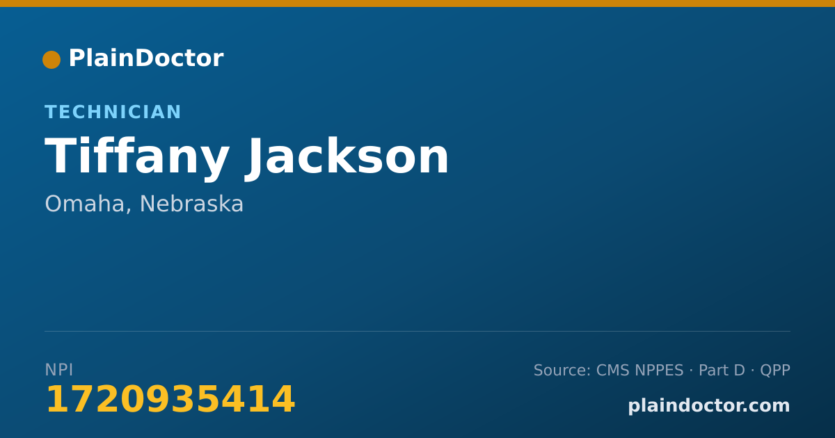 Shareable card for Tiffany Jackson - Technician, Omaha, NE
