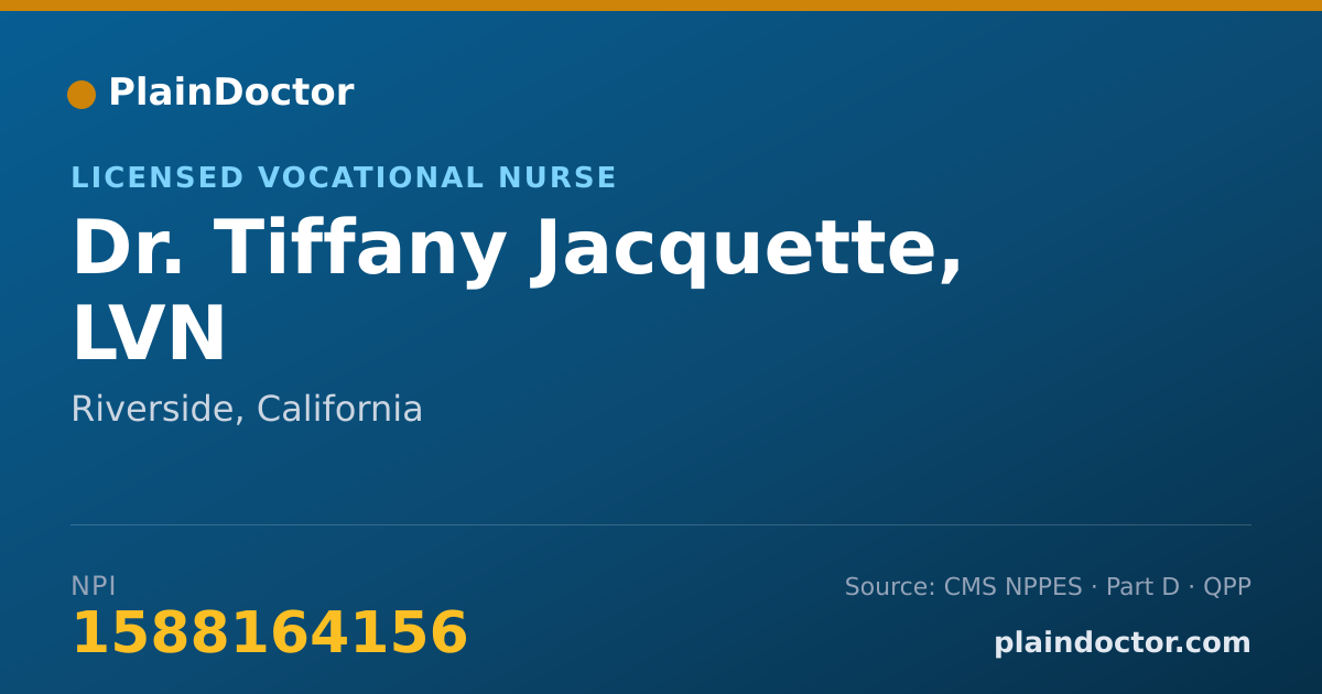 Shareable card for Tiffany Jacquette, LVN - Licensed Vocational Nurse, Riverside, CA