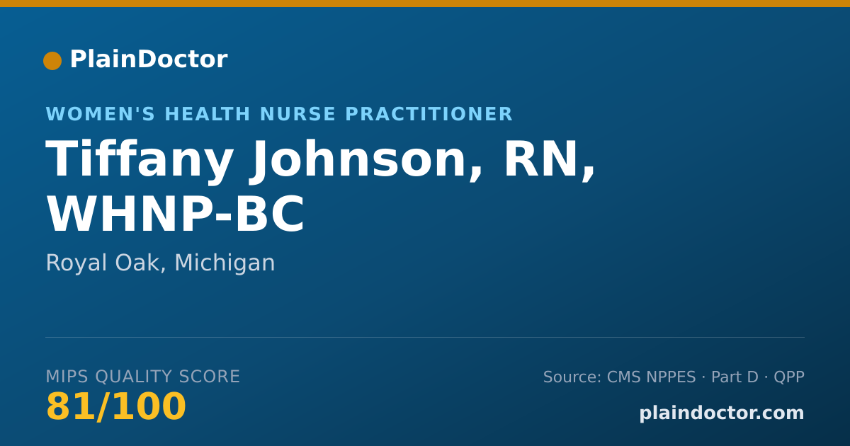 Shareable card for Tiffany Johnson, RN, WHNP-BC - Women's Health Nurse Practitioner, Royal Oak, MI