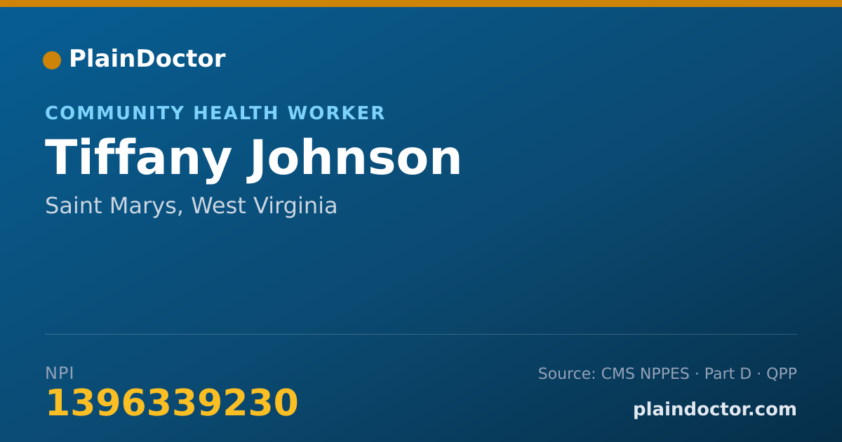 Shareable card for Tiffany Johnson - Community Health Worker, Saint Marys, WV