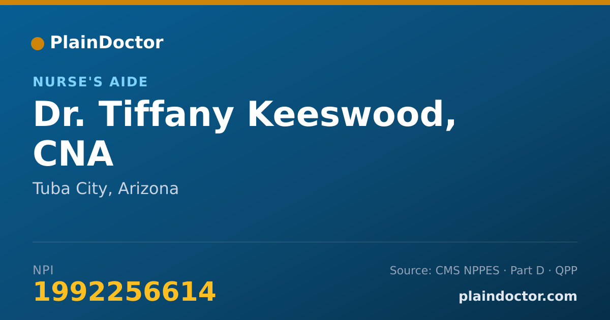 Shareable card for Tiffany Keeswood, CNA - Nurse's Aide, Tuba City, AZ