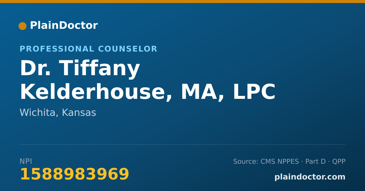 Shareable card for Tiffany Kelderhouse, MA, LPC - Professional Counselor, Wichita, KS