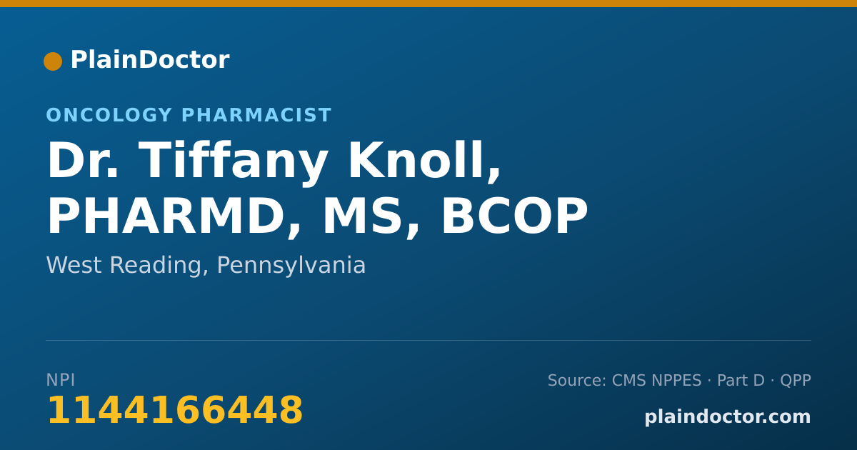 Shareable card for Tiffany Knoll, PHARMD, MS, BCOP - Oncology Pharmacist, West Reading, PA