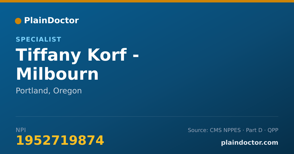 Shareable card for Tiffany Korf - Milbourn - Specialist, Portland, OR