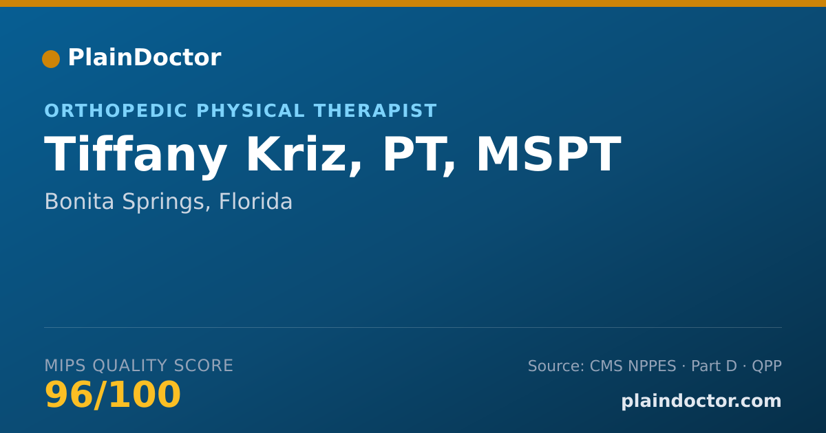 Shareable card for Tiffany Kriz, PT, MSPT - Orthopedic Physical Therapist, Bonita Springs, FL