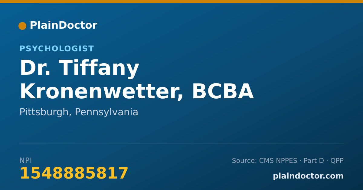 Shareable card for Tiffany Kronenwetter, BCBA - Psychologist, Pittsburgh, PA