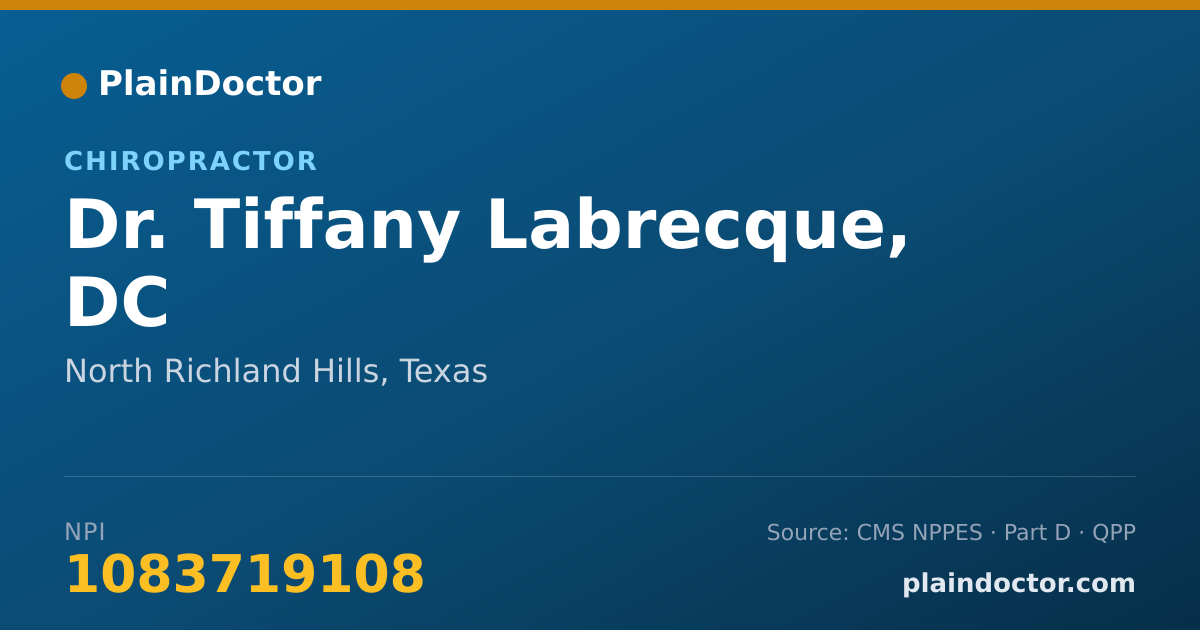 Shareable card for Tiffany Labrecque, DC - Chiropractor, North Richland Hills, TX