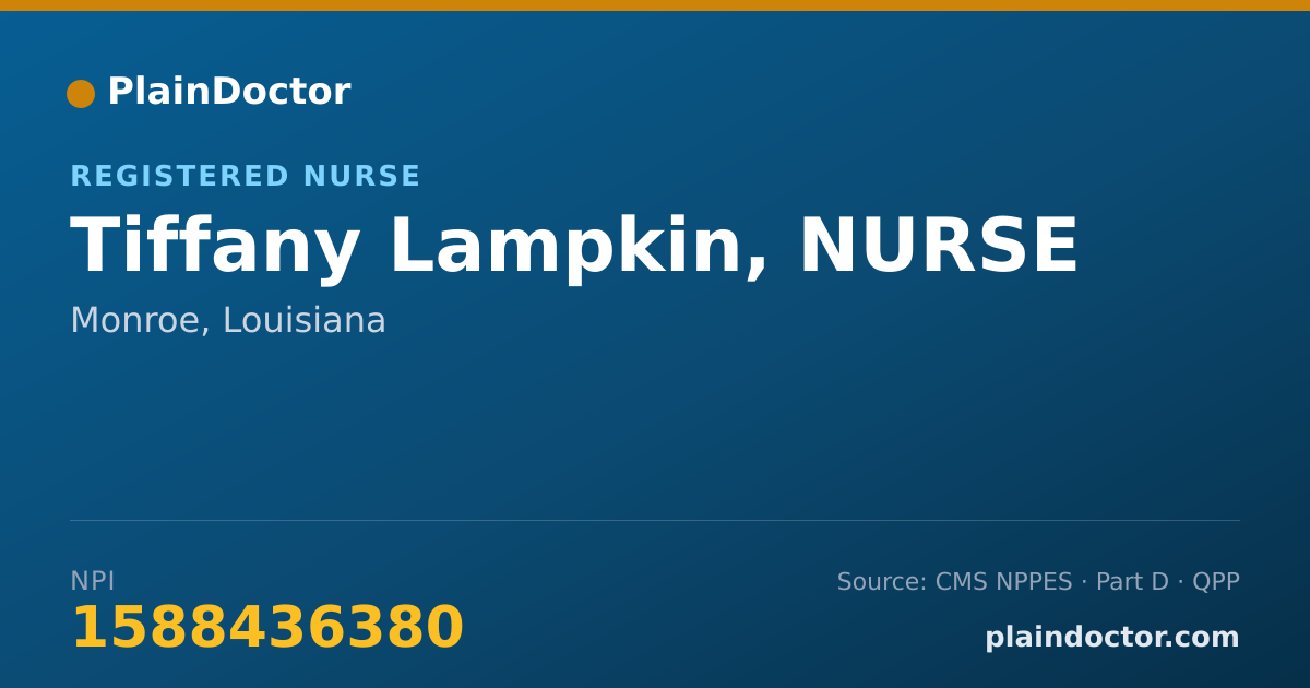 Shareable card for Tiffany Lampkin, NURSE - Registered Nurse, Monroe, LA