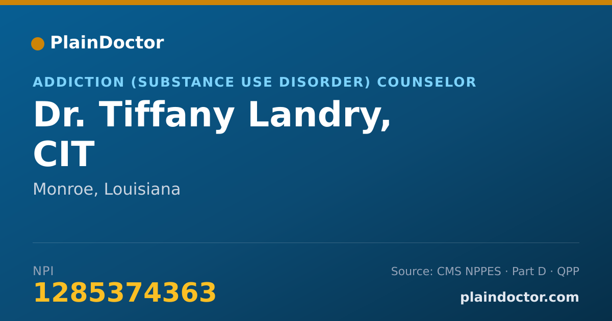 Shareable card for Tiffany Landry, CIT - Addiction (Substance Use Disorder) Counselor, Monroe, LA
