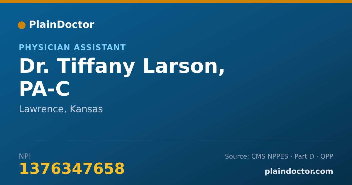 Shareable card for Tiffany Larson, PA-C - Physician Assistant, Lawrence, KS
