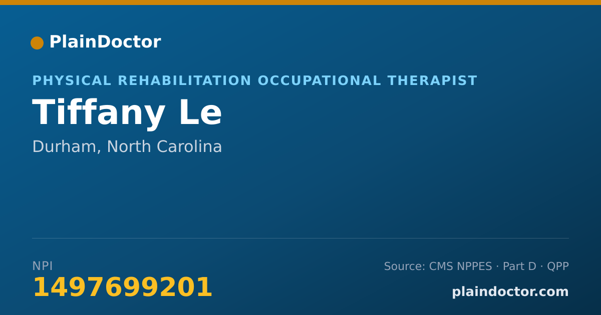 Shareable card for Tiffany Le - Physical Rehabilitation Occupational Therapist, Durham, NC