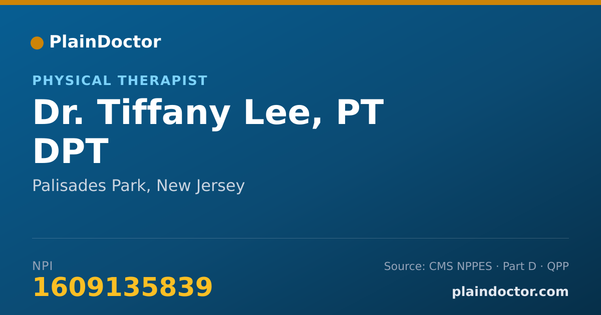 Shareable card for Tiffany Lee, PT DPT - Physical Therapist, Palisades Park, NJ