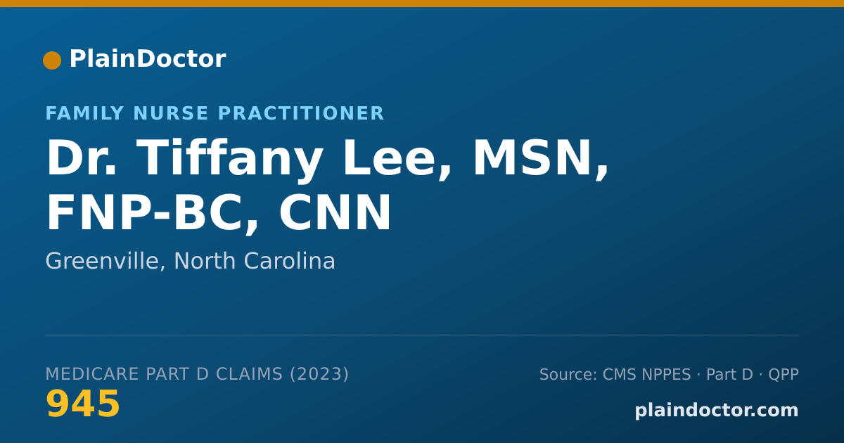 Shareable card for Tiffany Lee, MSN, FNP-BC, CNN - Family Nurse Practitioner, Greenville, NC