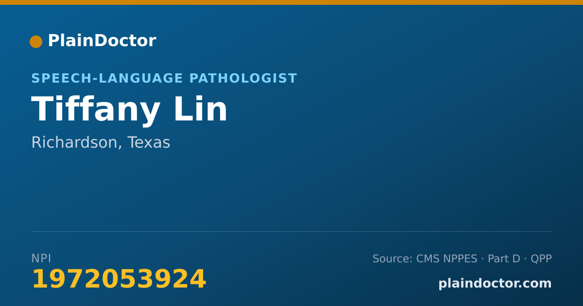 Shareable card for Tiffany Lin - Speech-Language Pathologist, Richardson, TX