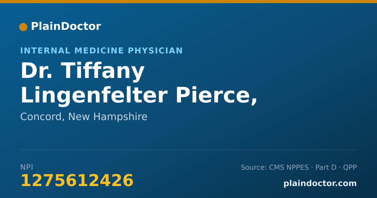 Shareable card for Tiffany Lingenfelter Pierce, MD - Internal Medicine Physician, Concord, NH