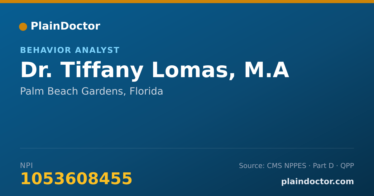 Shareable card for Tiffany Lomas, M.A - Behavior Analyst, Palm Beach Gardens, FL