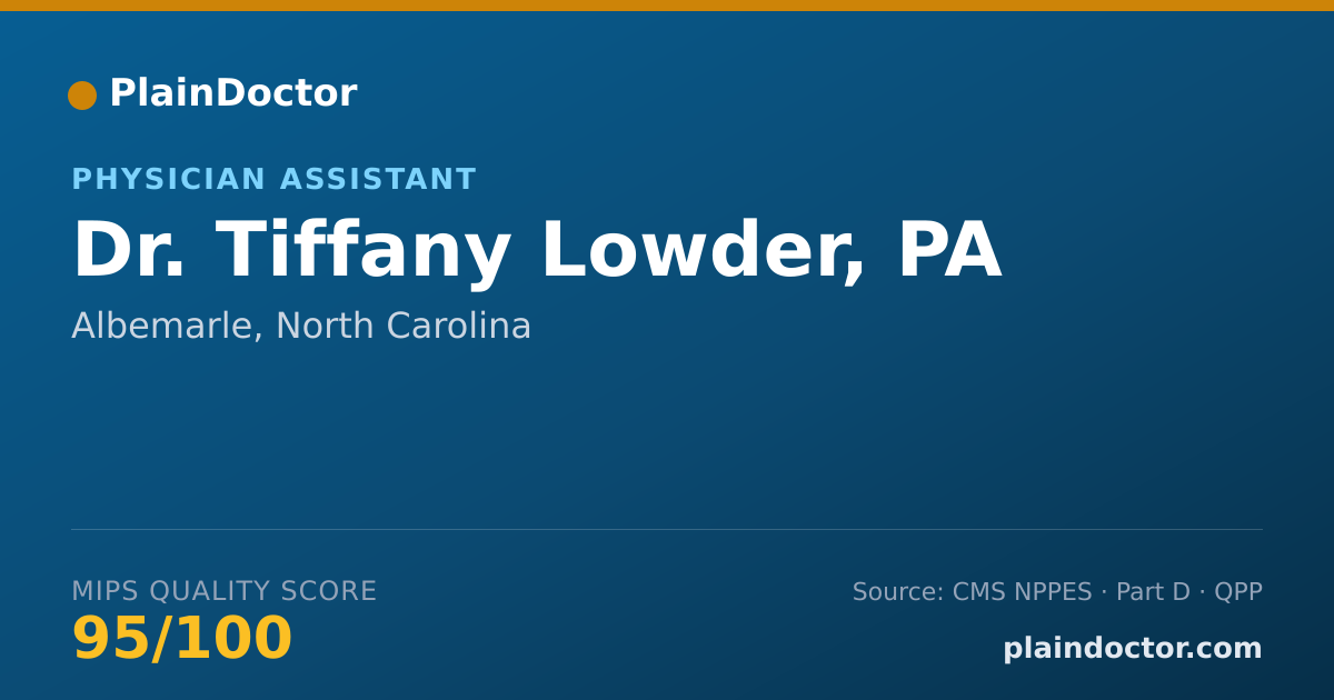 Shareable card for Tiffany Lowder, PA - Physician Assistant, Albemarle, NC