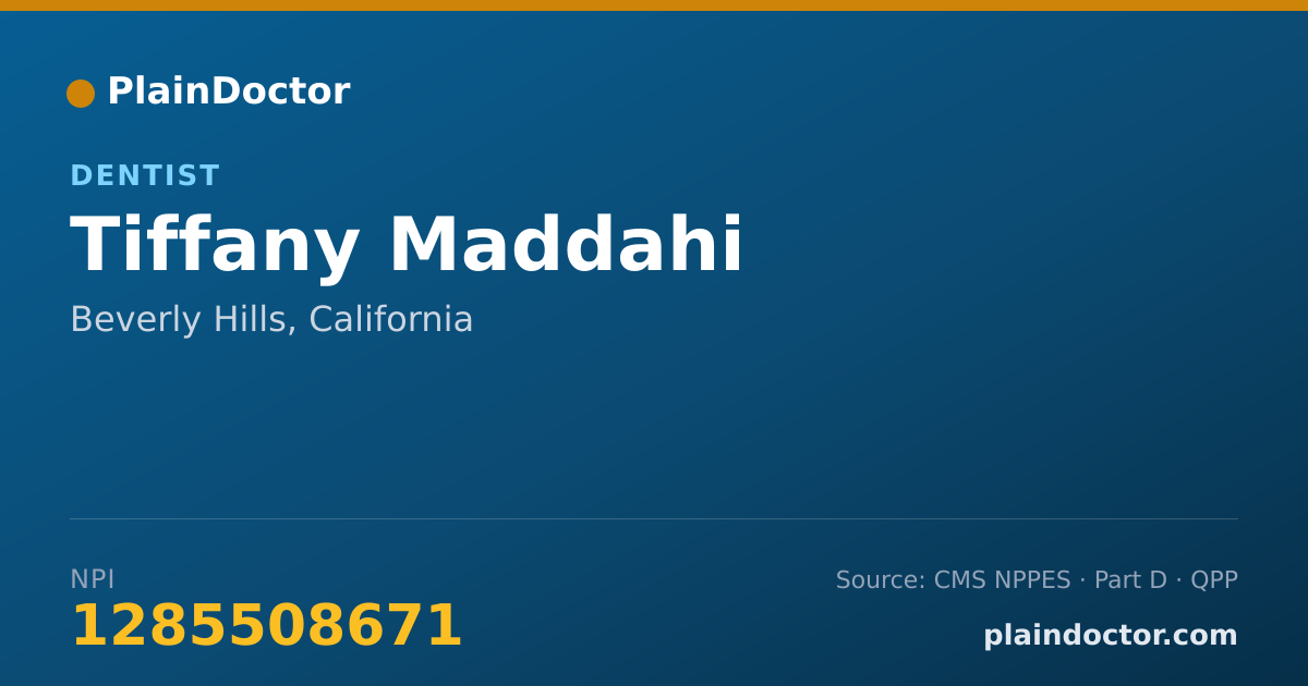 Shareable card for Tiffany Maddahi - Dentist, Beverly Hills, CA