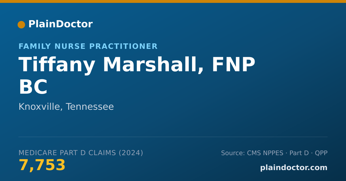 Shareable card for Tiffany Marshall, FNP BC - Family Nurse Practitioner, Knoxville, TN