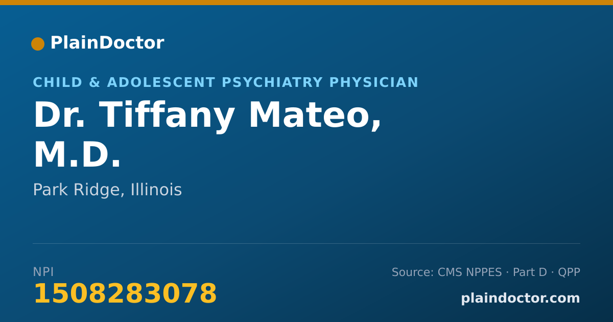 Shareable card for Tiffany Mateo, M.D. - Child & Adolescent Psychiatry Physician, Park Ridge, IL
