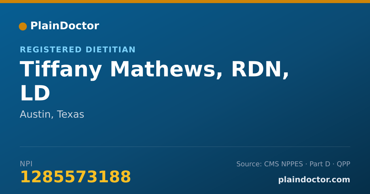 Shareable card for Tiffany Mathews, RDN, LD - Registered Dietitian, Austin, TX
