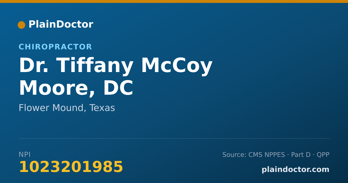 Shareable card for Tiffany McCoy Moore, DC - Chiropractor, Flower Mound, TX
