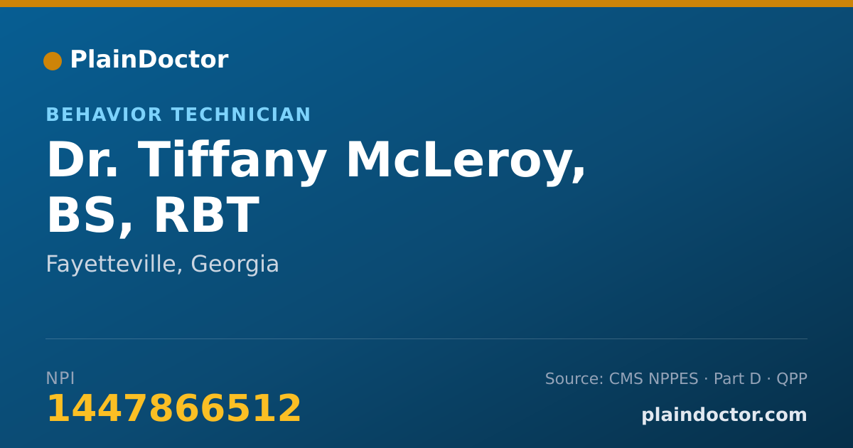Shareable card for Tiffany McLeroy, BS, RBT - Behavior Technician, Fayetteville, GA
