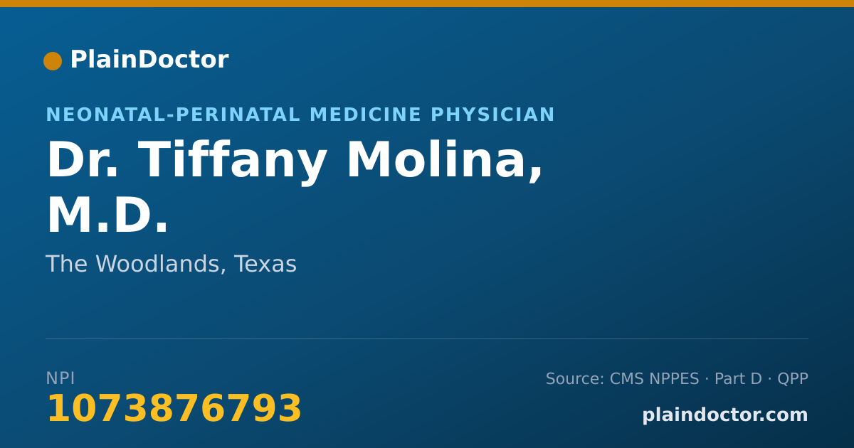 Shareable card for Tiffany Molina, M.D. - Neonatal-Perinatal Medicine Physician, The Woodlands, TX