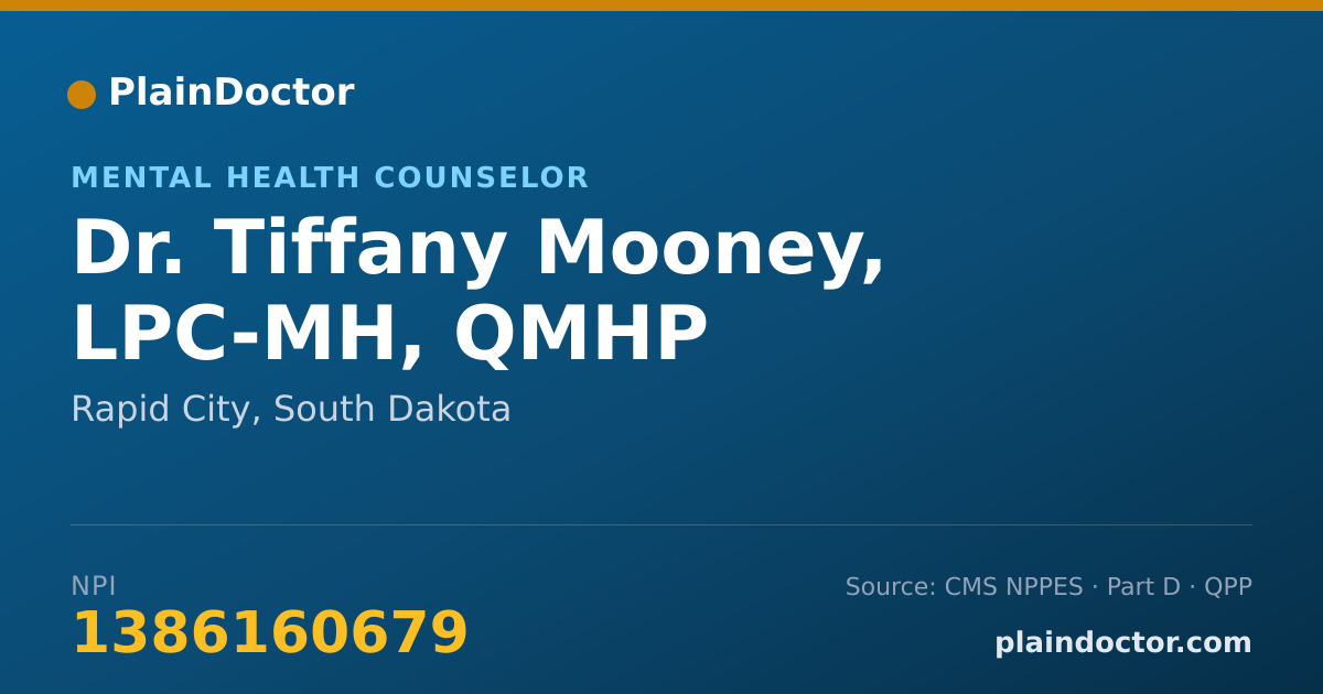 Shareable card for Tiffany Mooney, LPC-MH, QMHP - Mental Health Counselor, Rapid City, SD