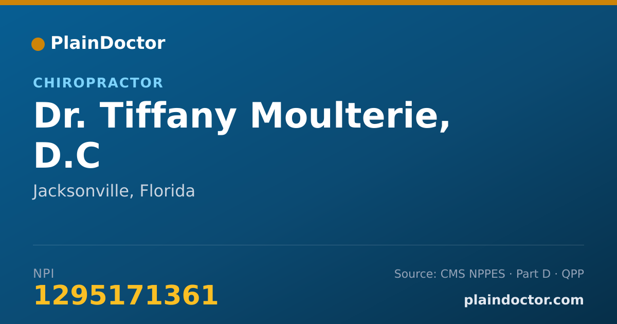 Shareable card for Tiffany Moulterie, D.C - Chiropractor, Jacksonville, FL