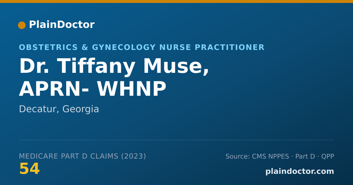 Shareable card for Tiffany Muse, APRN- WHNP - Obstetrics & Gynecology Nurse Practitioner, Decatur, GA