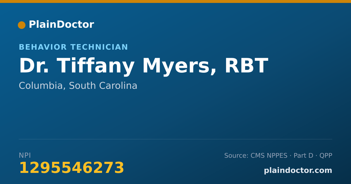 Shareable card for Tiffany Myers, RBT - Behavior Technician, Columbia, SC
