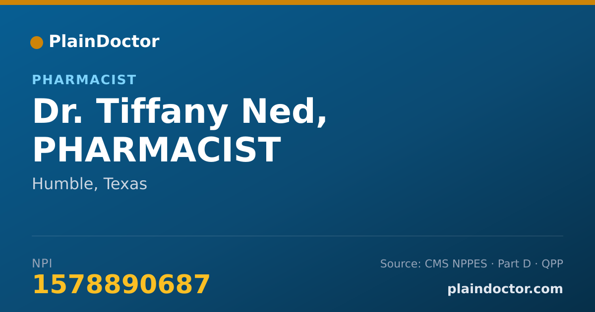 Shareable card for Tiffany Ned, PHARMACIST - Pharmacist, Humble, TX