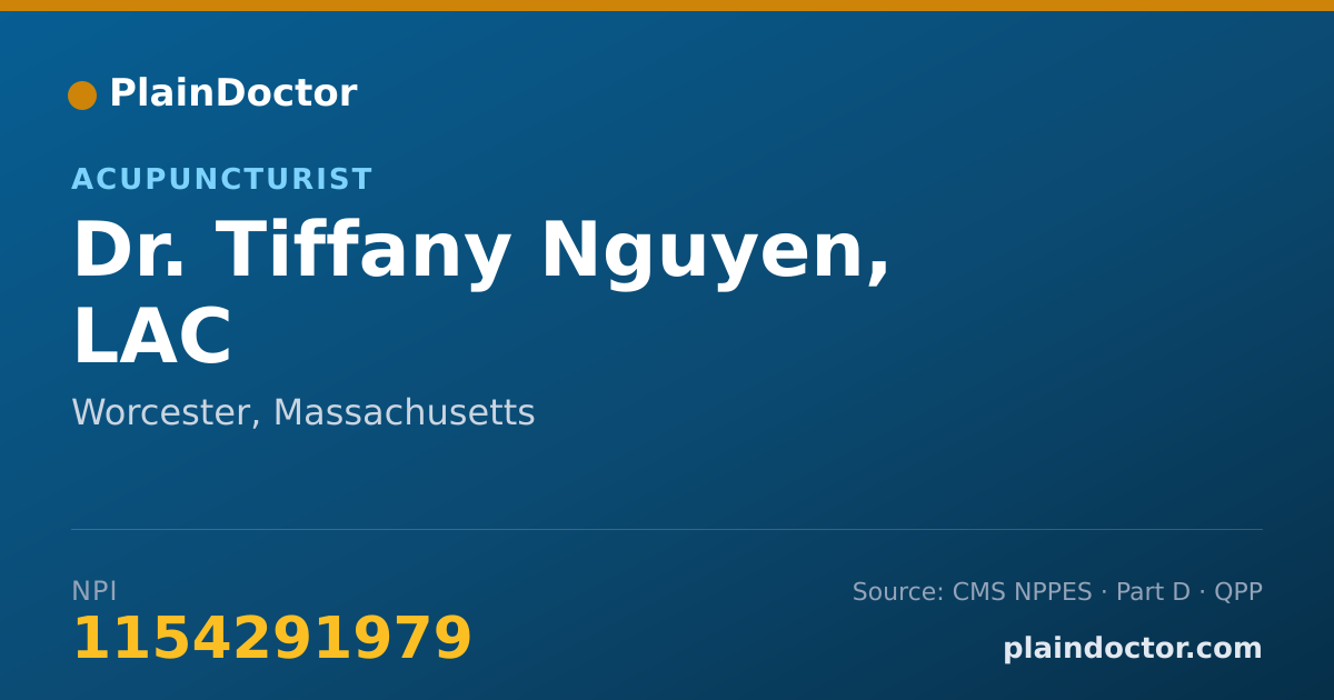 Shareable card for Tiffany Nguyen, LAC - Acupuncturist, Worcester, MA