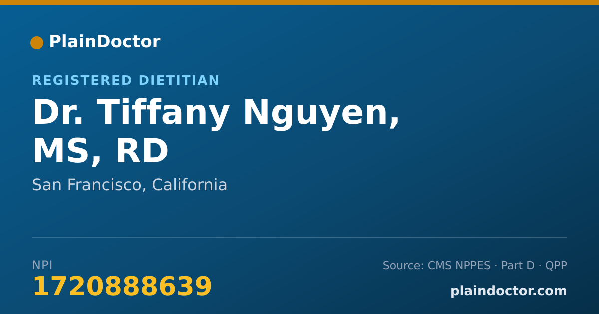 Shareable card for Tiffany Nguyen, MS, RD - Registered Dietitian, San Francisco, CA