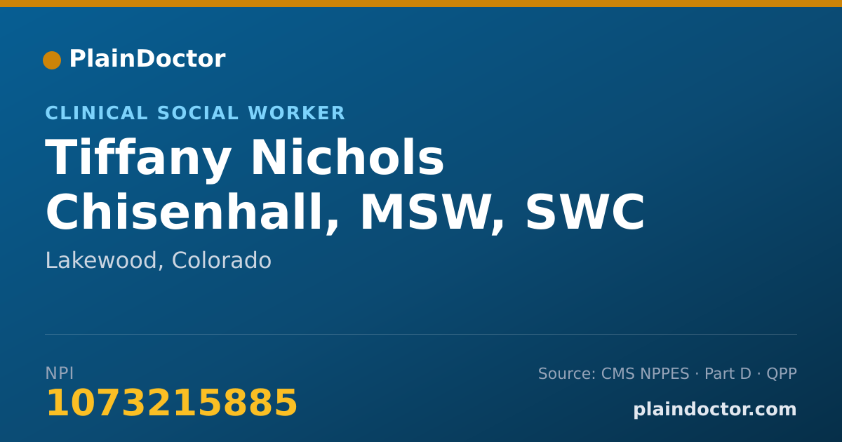 Shareable card for Tiffany Nichols Chisenhall, MSW, SWC - Clinical Social Worker, Lakewood, CO
