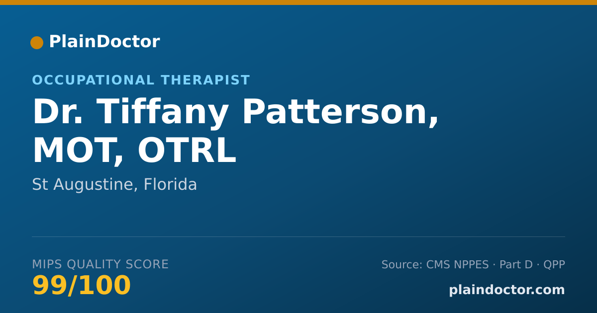 Shareable card for Tiffany Patterson, MOT, OTRL - Occupational Therapist, St Augustine, FL