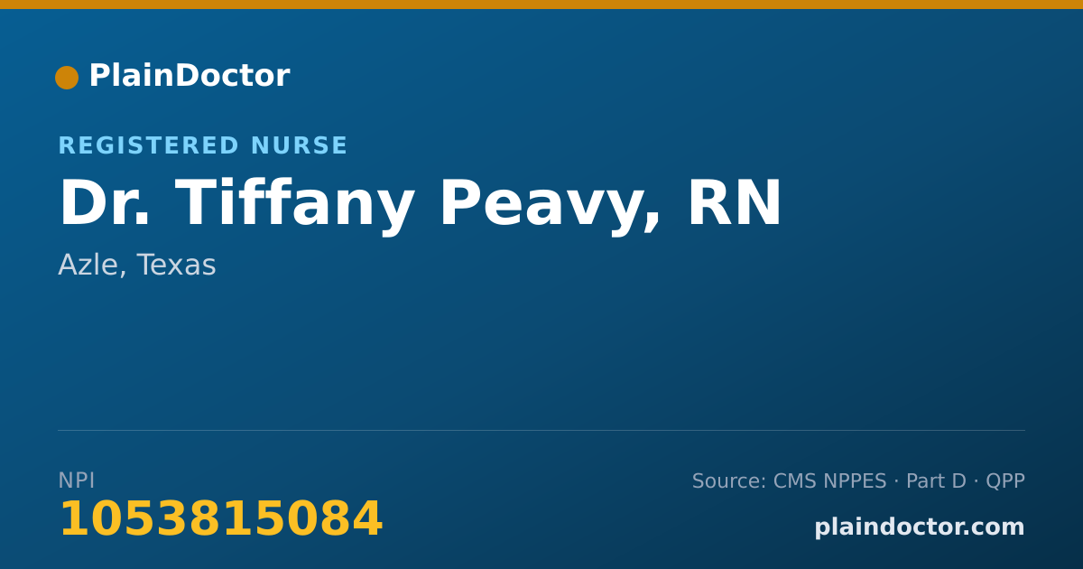 Shareable card for Tiffany Peavy, RN - Registered Nurse, Azle, TX