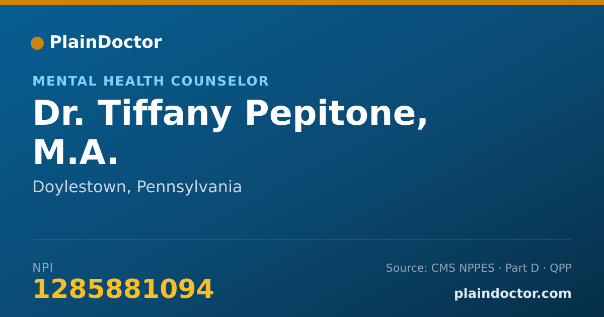 Shareable card for Tiffany Pepitone, M.A. - Mental Health Counselor, Doylestown, PA