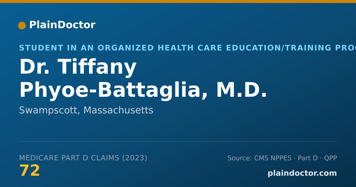 Shareable card for Tiffany Phyoe-Battaglia, M.D. - Student in an Organized Health Care Education/Training Program, Swampscott, MA