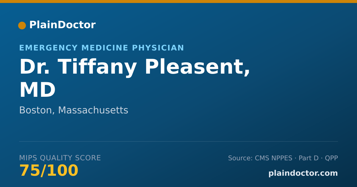 Shareable card for Tiffany Pleasent, MD - Emergency Medicine Physician, Boston, MA
