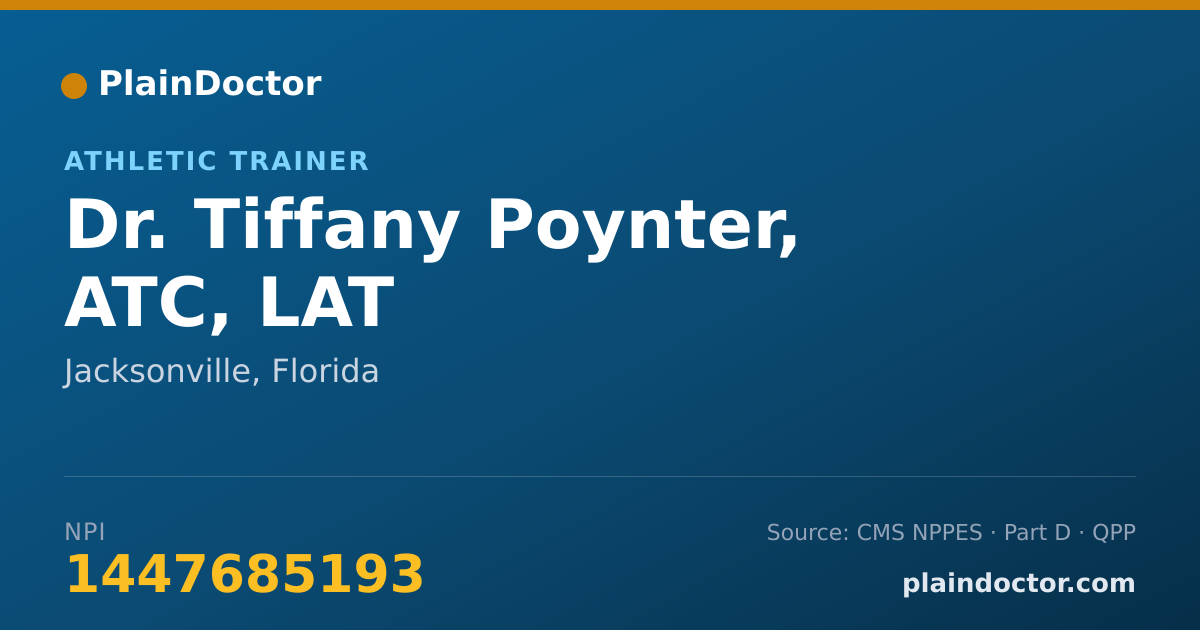 Shareable card for Tiffany Poynter, ATC, LAT - Athletic Trainer, Jacksonville, FL