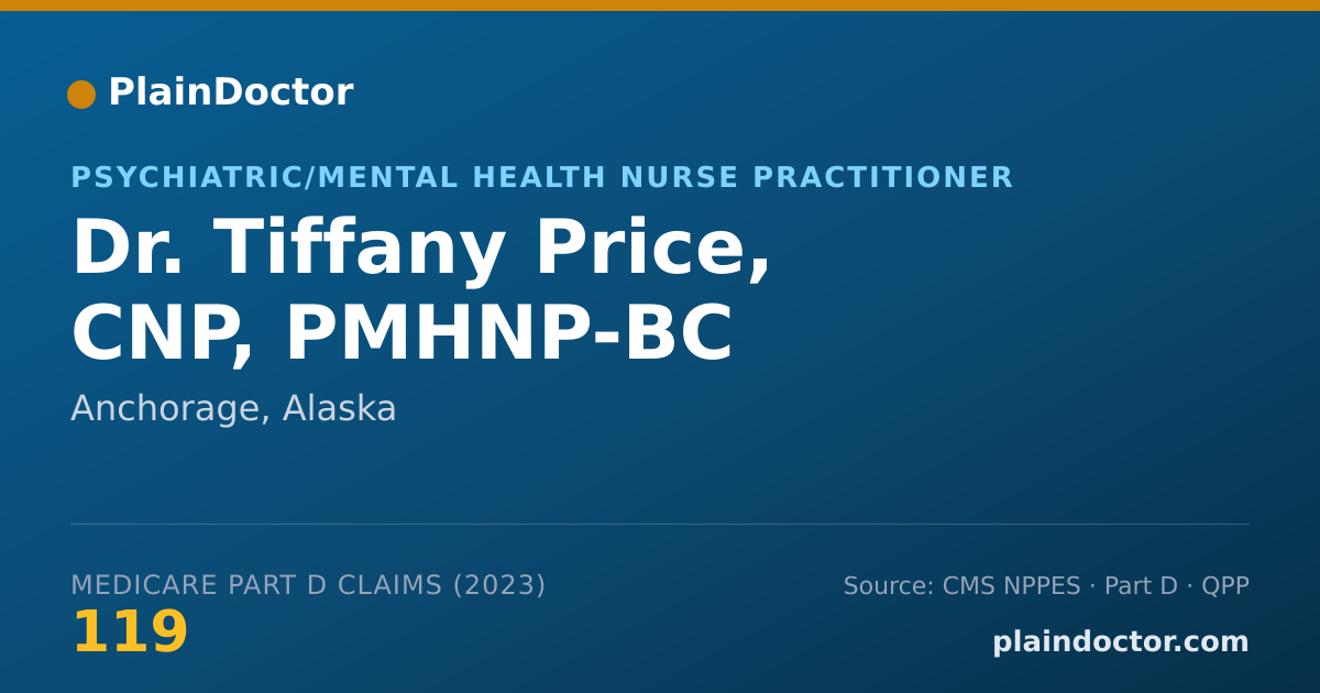 Shareable card for Tiffany Price, CNP, PMHNP-BC - Psychiatric/Mental Health Nurse Practitioner, Anchorage, AK