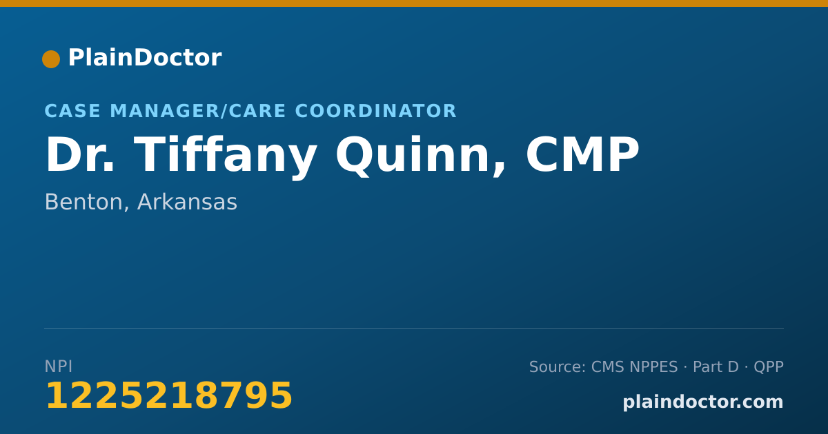 Shareable card for Tiffany Quinn, CMP - Case Manager/Care Coordinator, Benton, AR