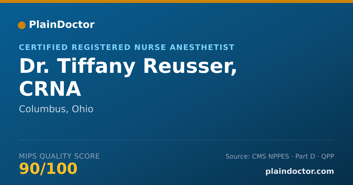 Shareable card for Tiffany Reusser, CRNA - Certified Registered Nurse Anesthetist, Columbus, OH